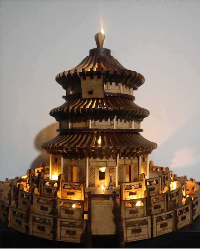 rompecabezas-3d-Maquetas-Arquitectura-madera-luces-templo-chino